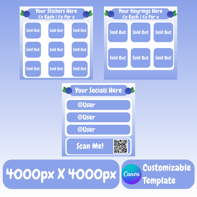 Blueberry Artist Vending Template Pack