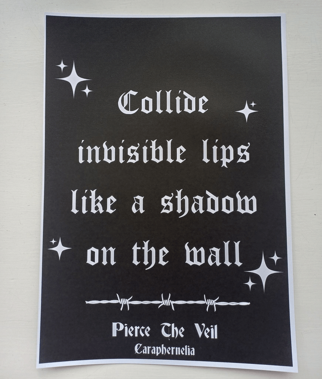 Pierce The Veil Caraphernelia Lyrics A4 Print