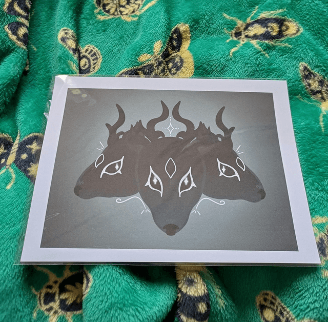Three-Headed Deer A5 Art Print