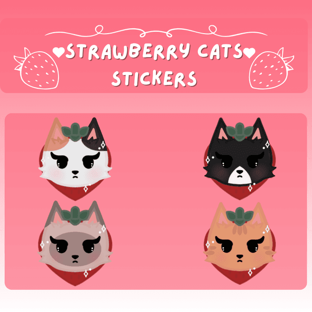 Strawberry Cat Stickers